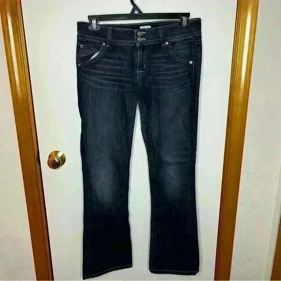 Hudson Signature Midrise Bootcut Denim Jeans Women 29 Dark Wash Blue Flap Pocket - Picture 1 of 10